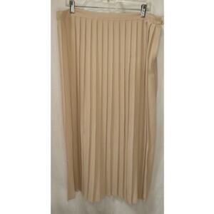 Vintage Beige Pleated Midi Skirt by Manhattan Nice Wear – Size 2X